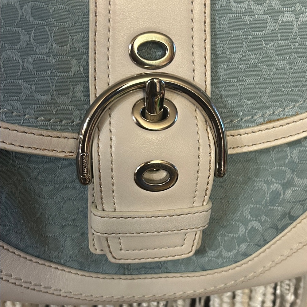 Coach Vintage Soho Y2K Blue-White Shoulder bag. - Picture 2 of 14